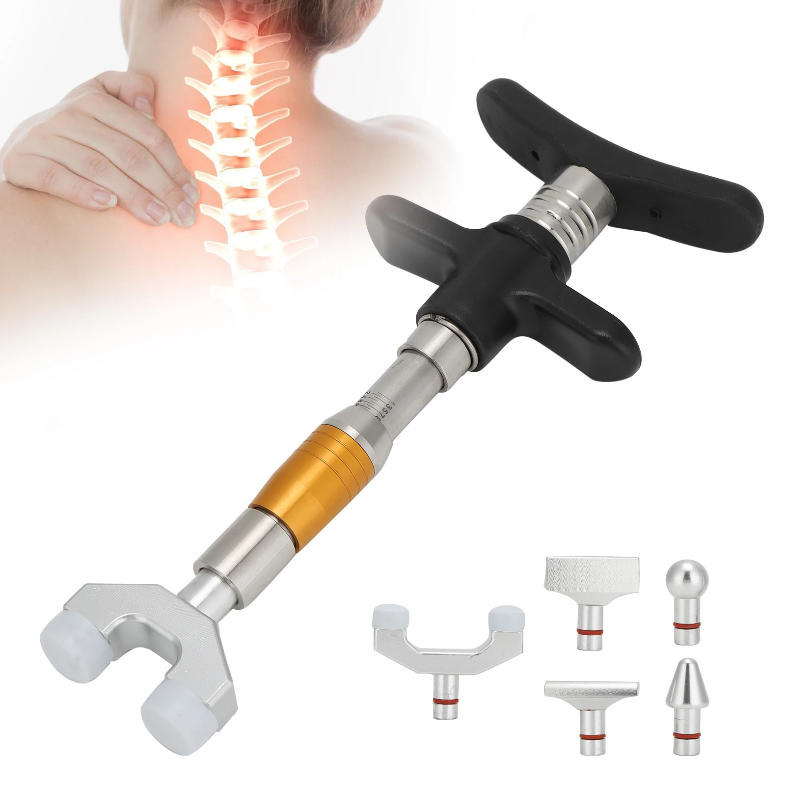 Chiropractic Adjustment Tool Spine Massager 10 Levels 6 Heads Therapy