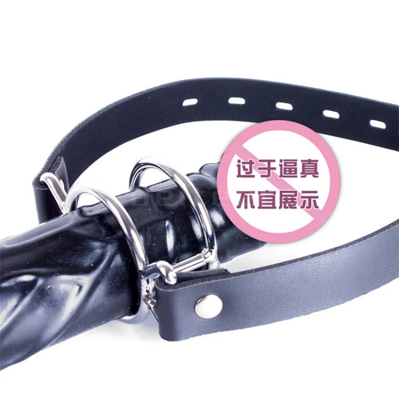 SM Leather Mask Head Strap Gag Deep Throat Perverted Slave Bondage Sex