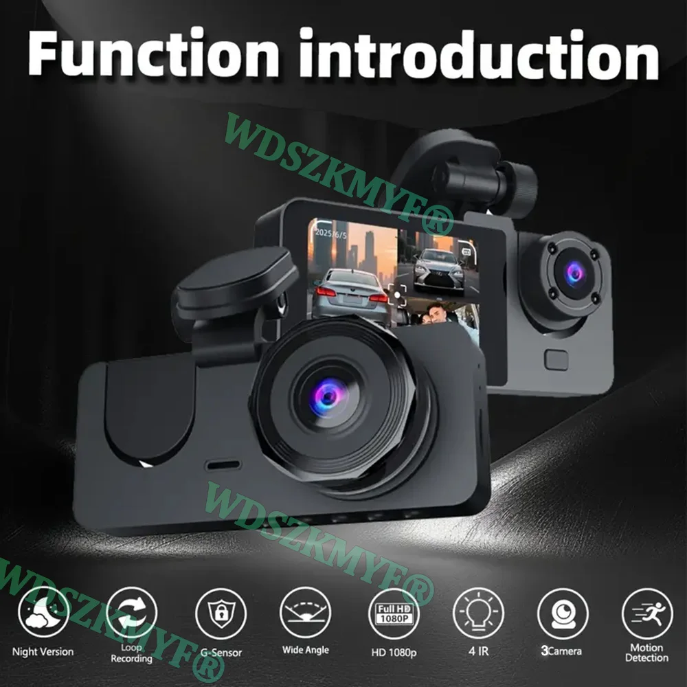 3Channel Dash Cam for Car 1080P Video Recorder With WIFI APP Night Vision Dashcam Car DVR 2Lens Front inside Rear View Camera