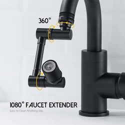 1080 Degree Faucet Extender Adapter Robotic Arm Tap Extension 2 Mode Aerator Sprayer Head Bubbler for Kitchen Tap Accessories