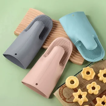 1/2Pcs Long Thickened Oven Gloves Heat Resistant Microwave Glove BBQ Baking Hot Pot Silicone Mitts Cooking Pinch Mitts Potholder