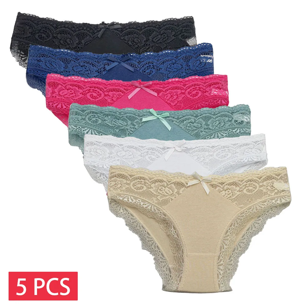 Cotton Briefs Lady Lace Panty Underpants Seamless 5 PCS/SET for Women