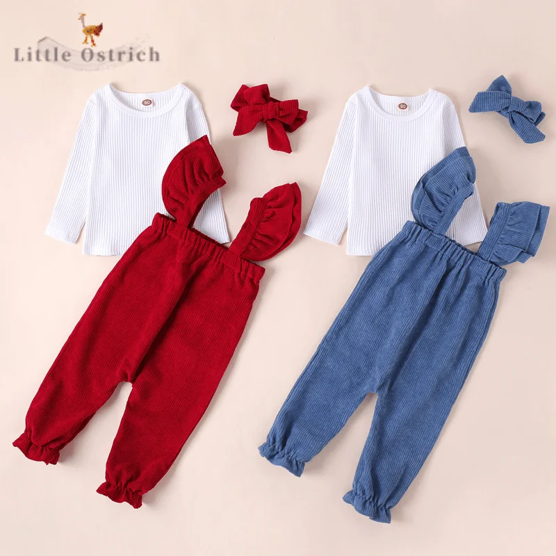 

Newborn Baby Girl Boy Cotton Ribbed Clothes Set Shirt+Suspender Pant Child Long Sleeve Clothing Suit Pullover Baby Clothes 9M-3Y