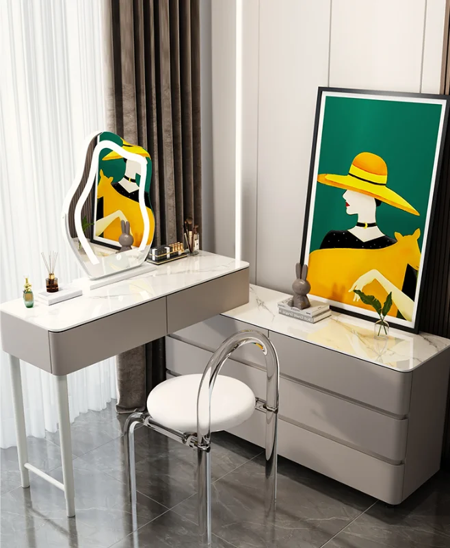 Ensemble de Table de maquillage moderne, ensemble de meubles de chambre à coucher, coiffeuse avec miroir et tiroirs 1 Ensemble de Table de maquillage moderne, ensemble de meubles de chambre à coucher, coiffeuse avec miroir et tiroirs 1
