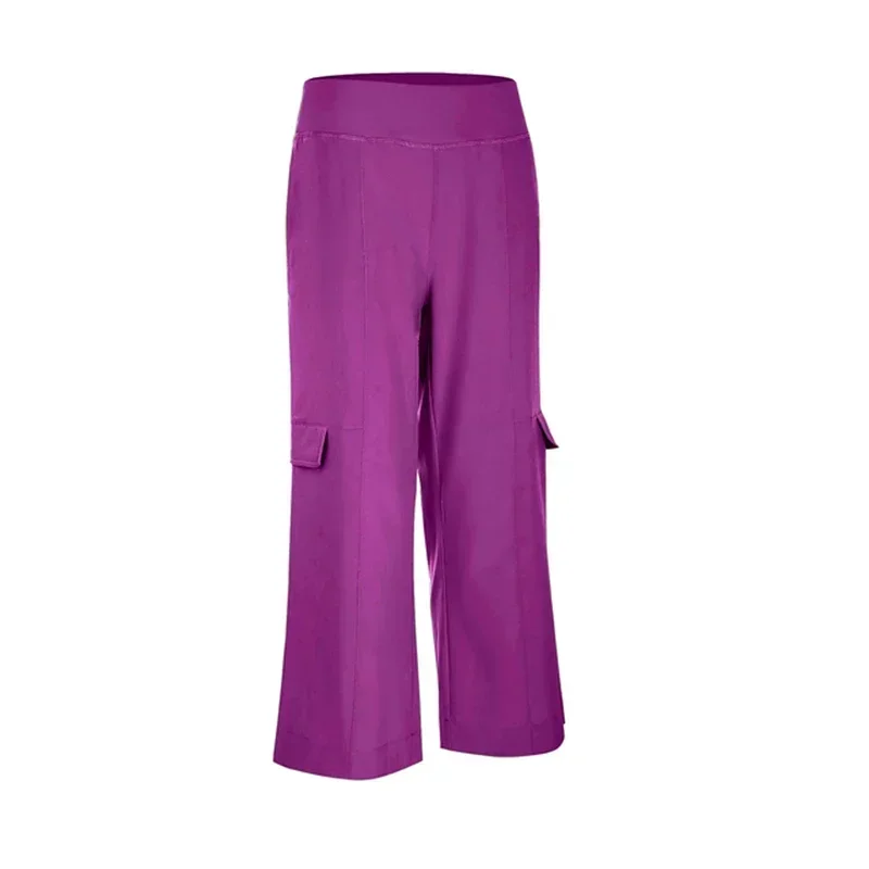 

Женские свободные облегающие брюки с широкими штанинами и карманами, Повседневные базовые брюки с эластичным поясом