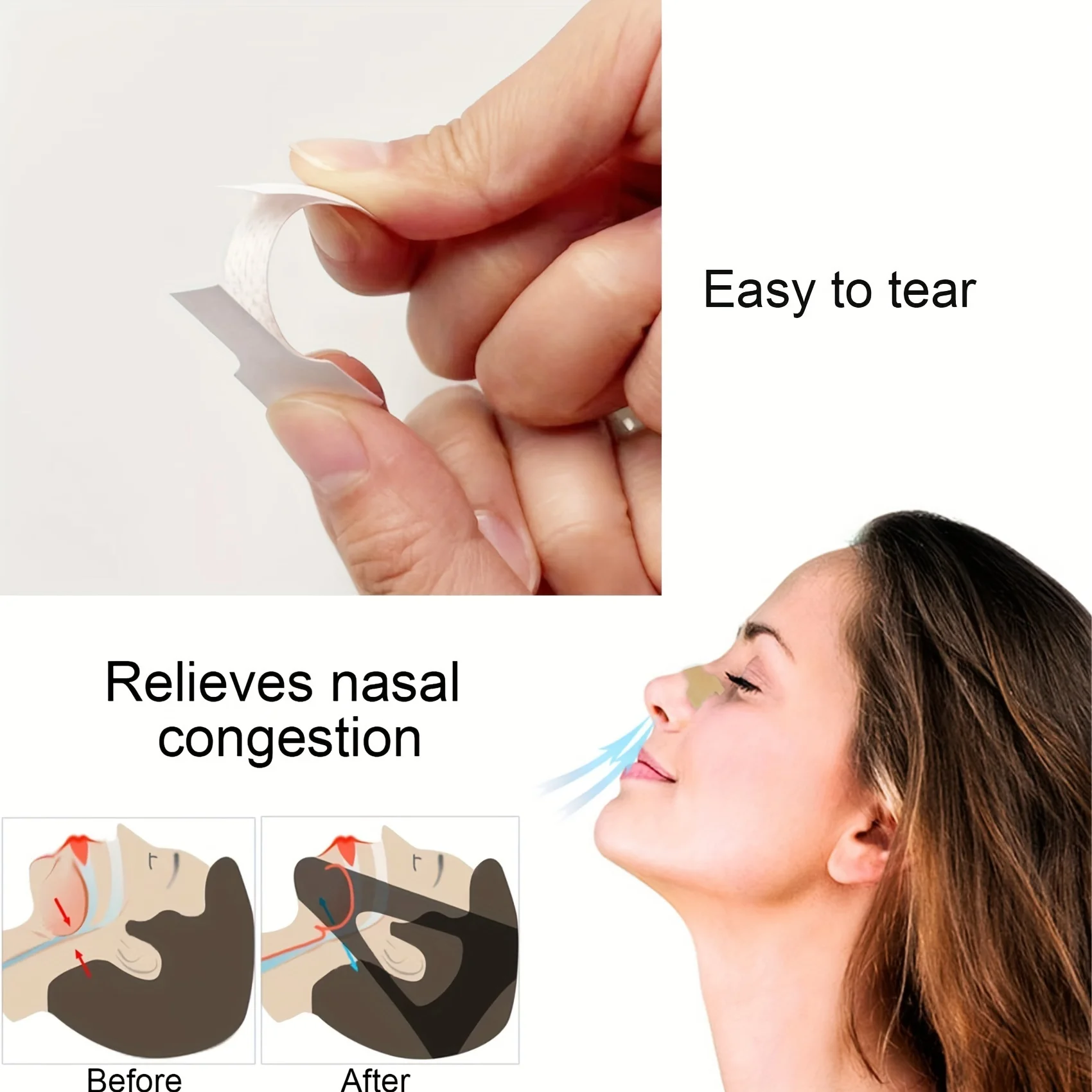 40pcs/Lot Nasal Strips Anti-Snoring Sticker Better Nose Breath Reduce Snoring Tool Health Care Stop Snoring Patch