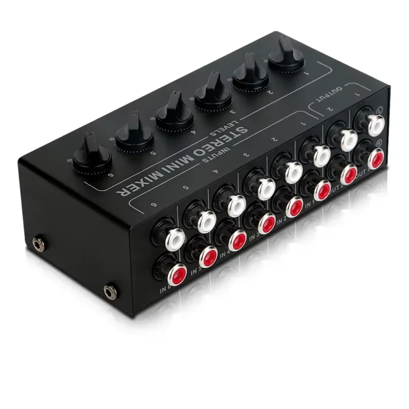 4 6 Channels Passive Mixer Audio Professional Audio Stereo Mixer Sound Portable RCA Input Ultra Low Noise for Live Studio audio mixer
