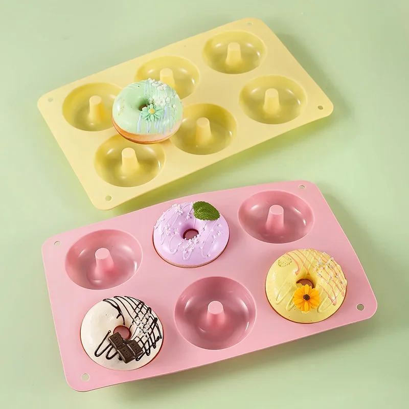 

Food-grade Silicone 6-piece Doughnut Cake Mold Kitchen Baking Cookie Mold High Temperature Resistant Baking Sheet