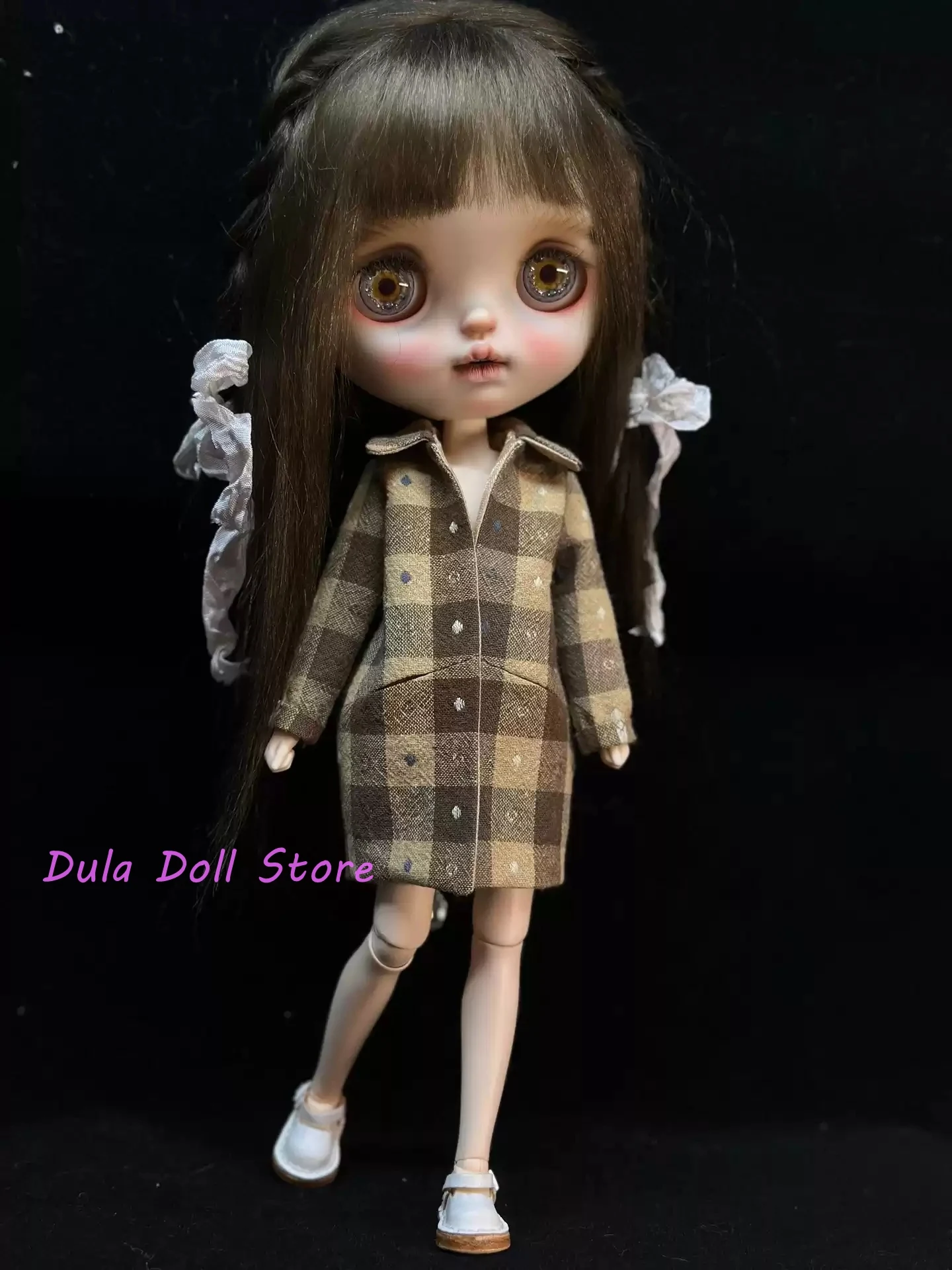 

Dula Doll Clothes Dress Color-blocked plaid jacket Blythe ob24 ob22 Azone Licca ICY JerryB 1/6 Bjd Doll Accessories