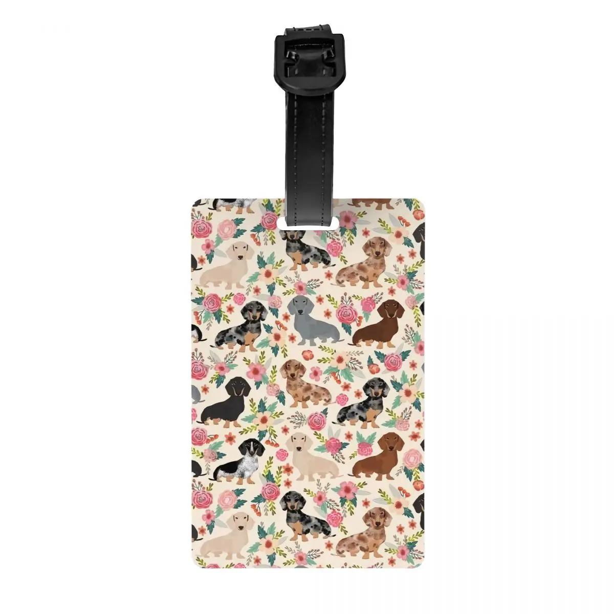 DoxieFloralsDachshundLuggageTagSausageDogLoversTravelBag