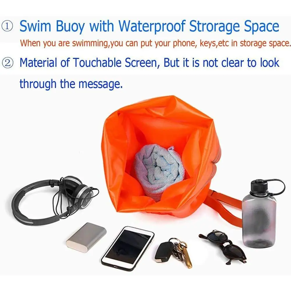 Swimming Buoy Inflatable Open Tow Float Dry Bag Air Bag Waist Belt Water Sport Swimming Storage Float Tools