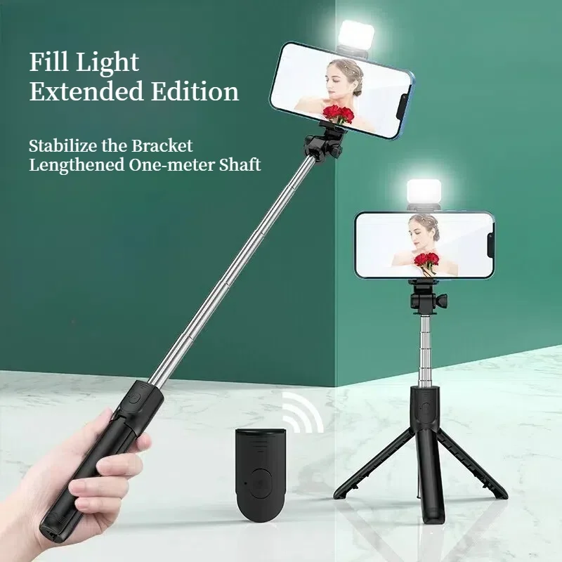 Wireless Selfie Stick Tripod Stand with Detachable Remote for Mobile Phone Live Streaming