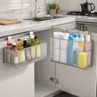 Panier suspendu de cuisine en acier au carbone, organisateur d'assaisonnements mural sans perçage, organisateur de placard suspendu pour cuisine, gain de place 3
