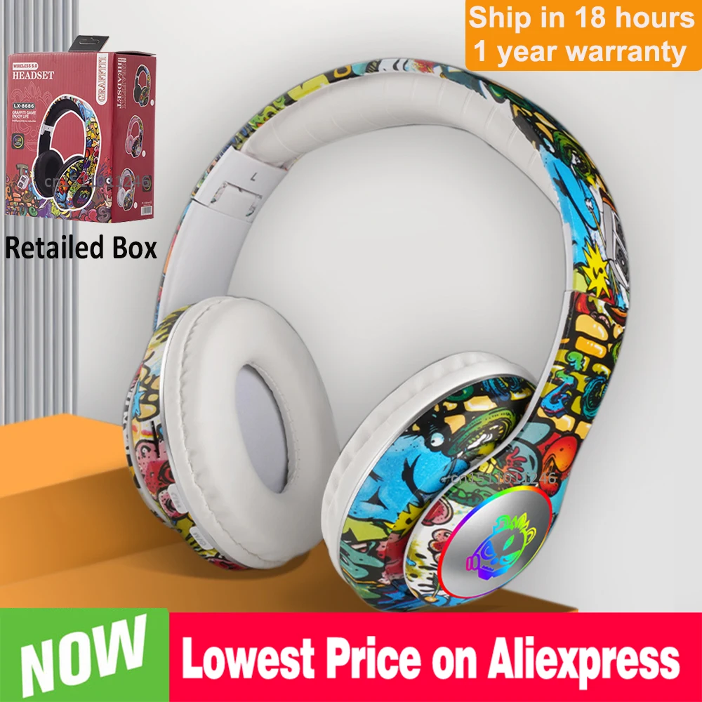 Écouteurs Bluetooth 5.0 pour enfants, casque avec micro, LED, support de  carte SD, câble Audio, casque de jeu, cadeau pour garçons et filles -  AliExpress