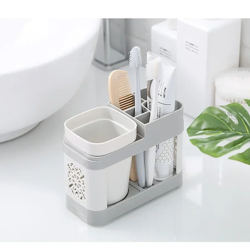 Electric Toothbrush Organizer Holder Thicken Bottom Independent Grids Sturdy Simple Water Draining Toothbrush Toothpaste Stand