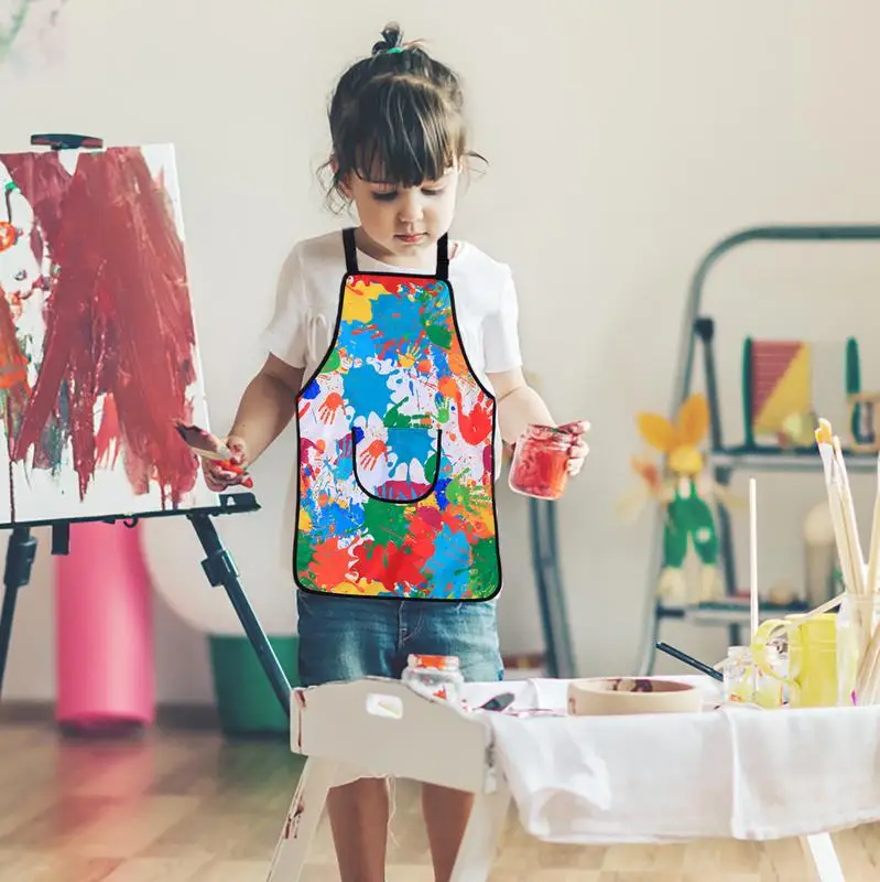 Children's Art Apron Childrens Painting Apron Children Art Smocks With  Pocket And Sleeves For Age 3-11 Kitchen Chef Aprons For