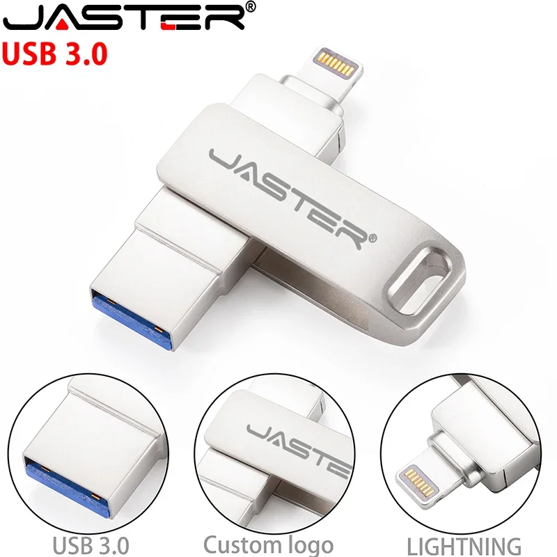 

USB 3.0 Flash Drives 256GB Lightning Pen Drive for IPhone 13 Silver 2 in 1 Memory Stick 128GB Waterproof Pendrive 64GB Storange