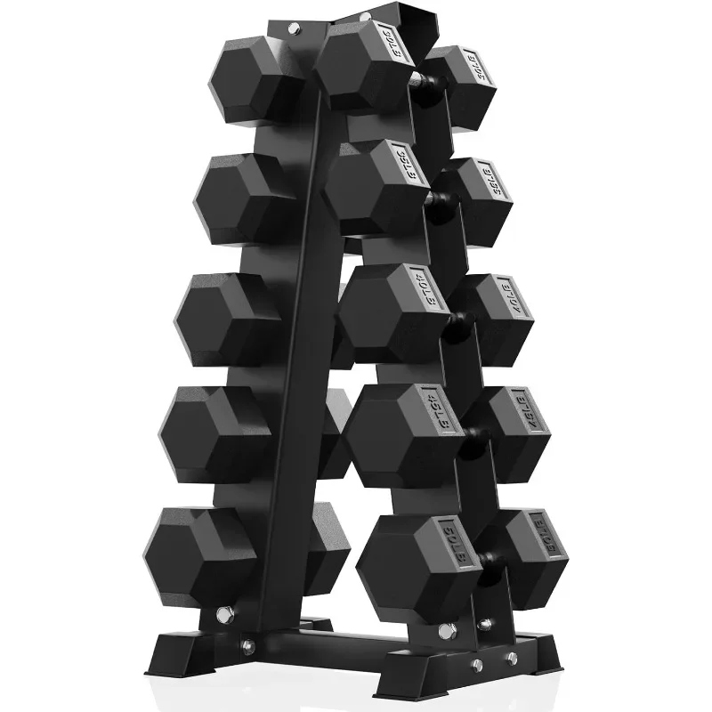 PAPABABE Hex Sets With 60-550lb Rubber Coated Dumbbell Weight Set And Storage Rack, Multiple_voghion.com