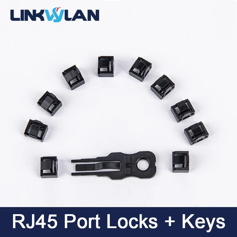 7-Piece RJ45 Port Lock Set With 1 Key - Network Port Security Lock & Dust Protector For Computers, Routers, TVs