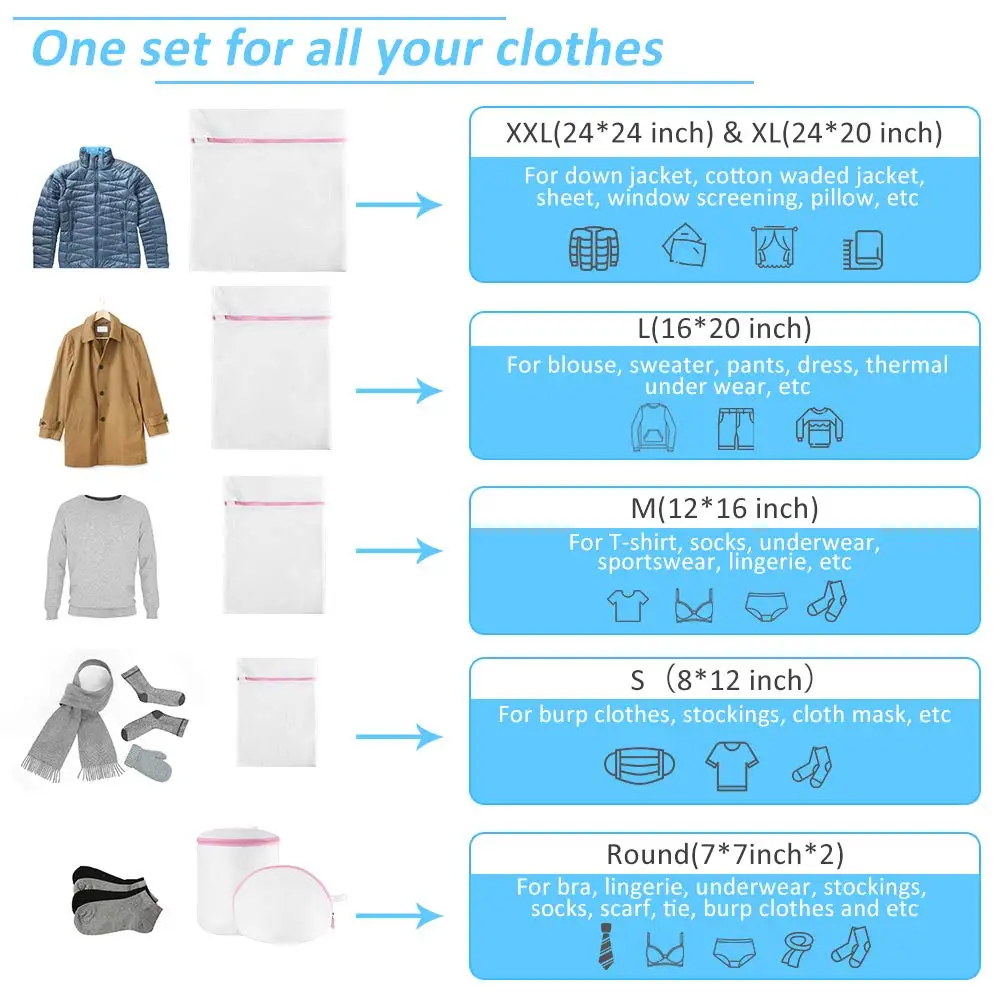 Mesh Laundry Bags laundry bag clothes washing bag underwear washing bag bra washing bag 7Pcs Zipper Travel Storage Organizer Bag Clothing Washing Bags Blouse Bra Stocking Underwear