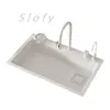 White/Balck/Grey 304 Stainless Steel Waterfall Kitchen Sink Single Bowl Wash Basin Home Sink Topmount  Workstation Drainage Set 6