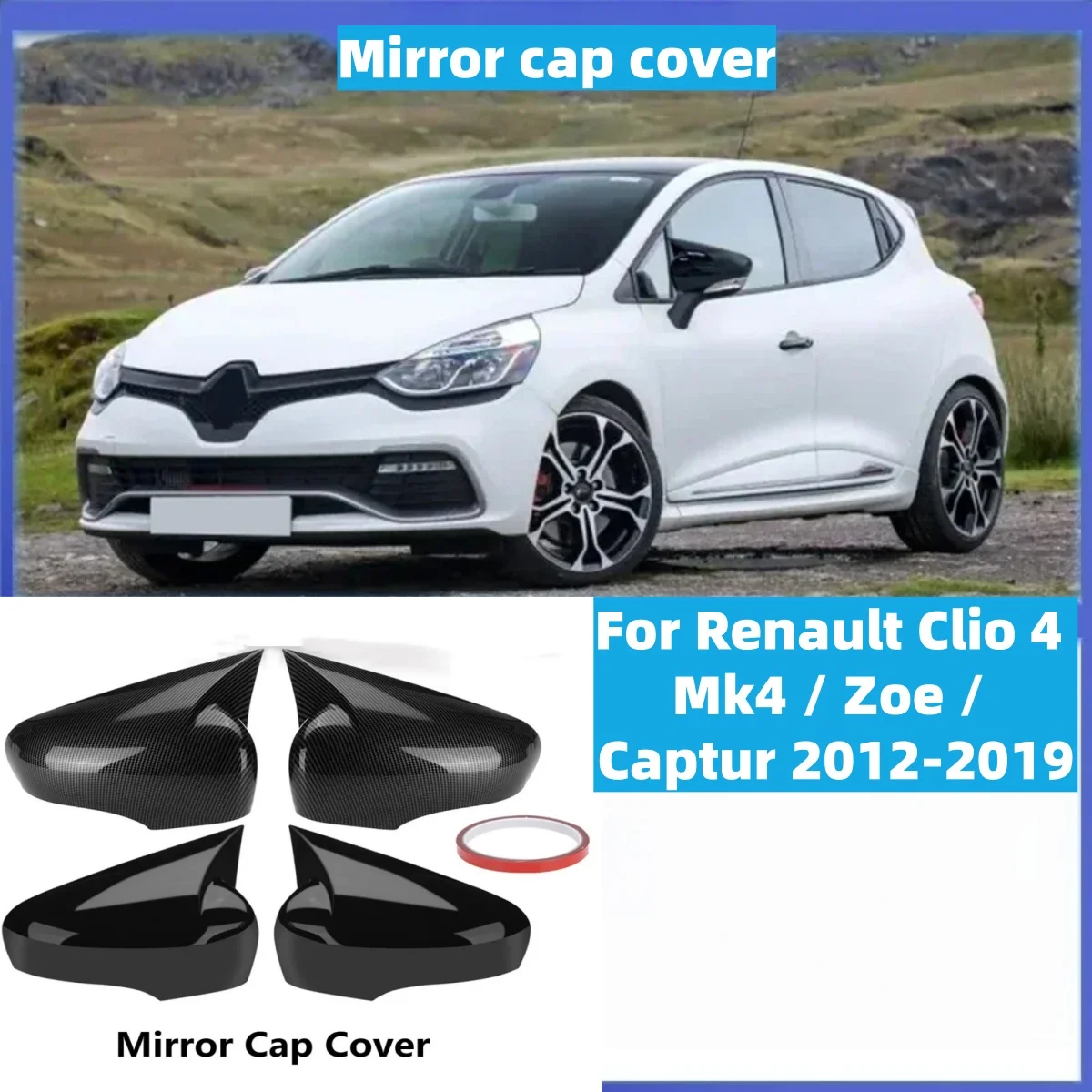 Buitenspiegelkap Voor Renault Voor Captur Accessoires 2020 2021 Auto Zijdeur Achteruitkijkspiegel Draaien Spiegel Cover Trim Chrome Carbon Auto Styling Afdekkappen zijspiegels (Kleur : Chroom