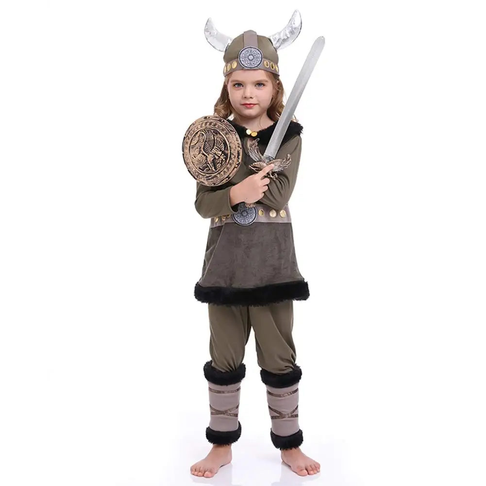 Kids Medieval Pirate Viking Cosplay Fantasy Costume Disguise for Boys Girls Children Clothing Coat Pants Outfits Halloween Suit
