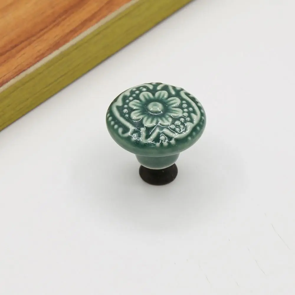 Single Hole Round Ceramic Knob Handle Flower Surface Cabinet Kitchen Door Drawer Handles Dresser Knobs Pulls Furniture Hardware furniture knobs