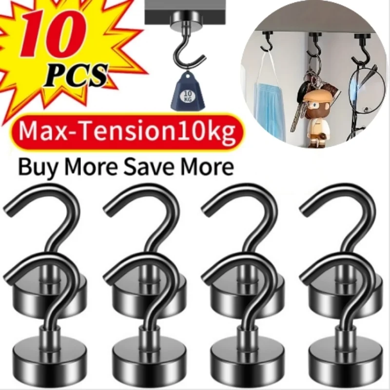 Magnetic Hooks Black 25Lbs Strong Heavy Duty Cruise Magnet S-Hooks for Hanging Cabins Grill Kitchen Garage Workplace