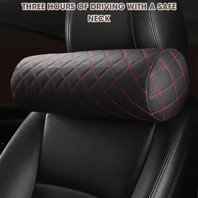 Car Seat Neck Pillow Headrest Leather Memory Foam Breathable Cervical Cylindrical Universal Pillow Office Chair Headrest