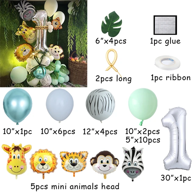 Ballons Animaux Jungle, Ballon Anniversaire Animaux 1 Ans, 10