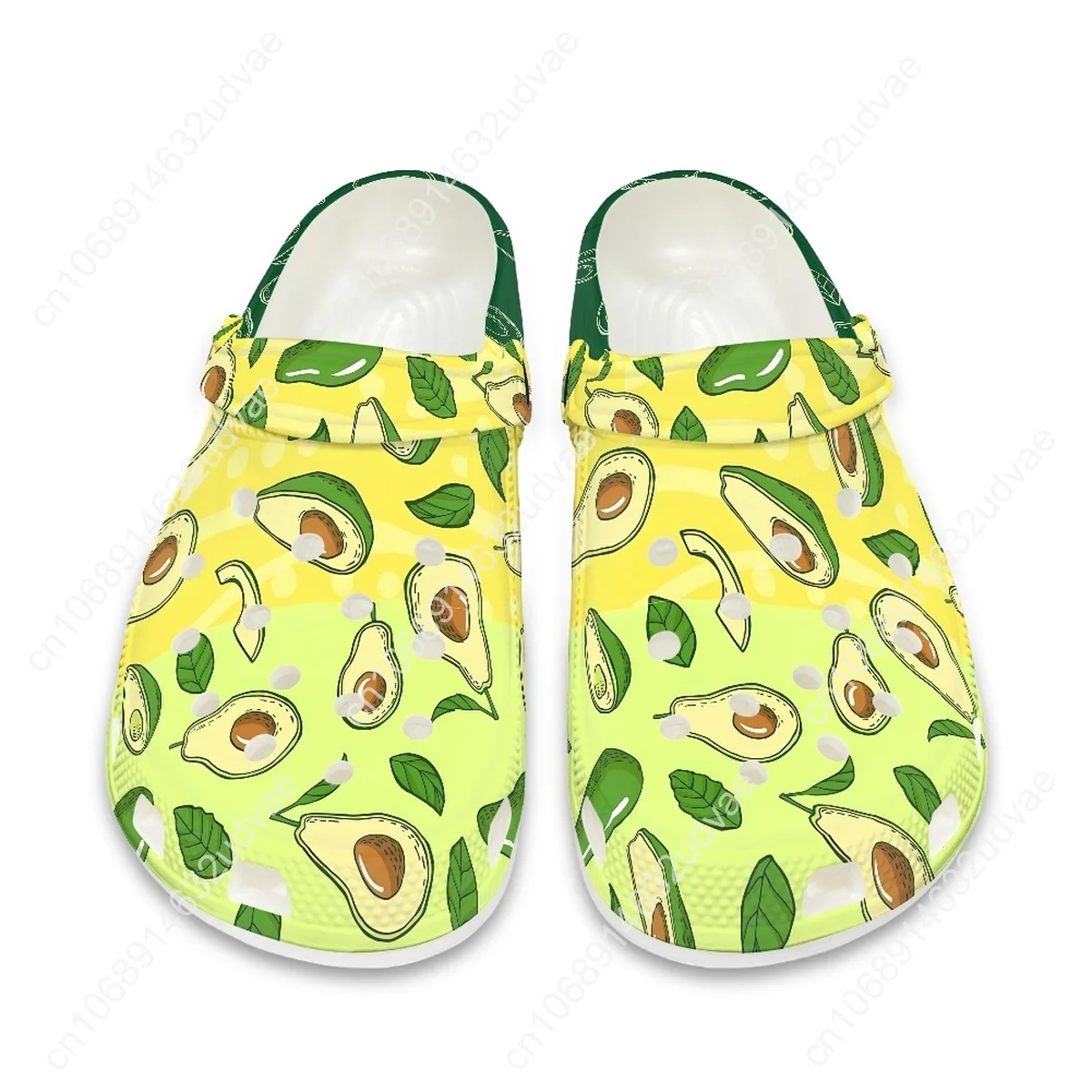 New Trend Women's Slippers Gradient Avocado Cartoon Pattern Clogs for Unisex Men's Non-Slip Slide Sandals Hole Shoes