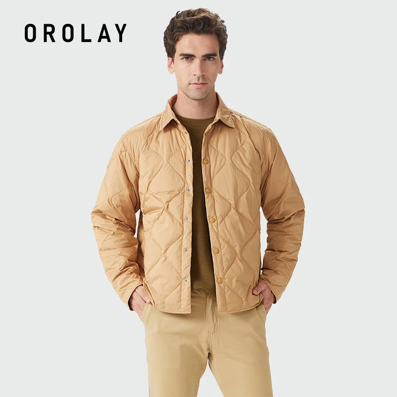 

Orolay Men's Qulited Down Coat Button Closure Puffer Down Jacket