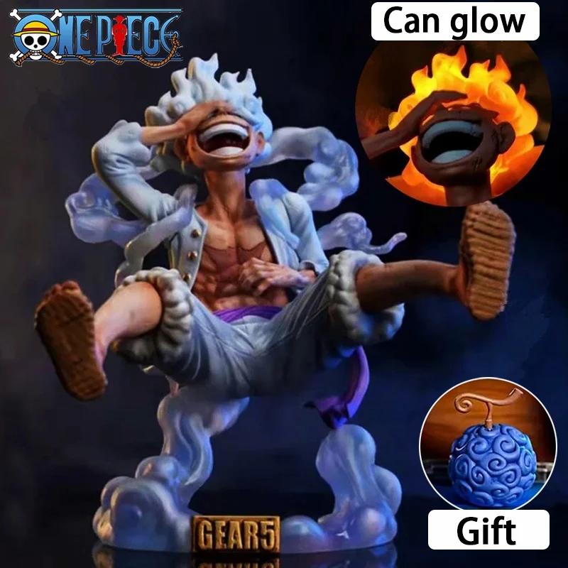 16Cm One Piece Anime Figure Rufy Gear 5 Action Figure Sun God Nika Rufy Pvc Figure Can Glow Double Head Gift Of Devil Fruit St