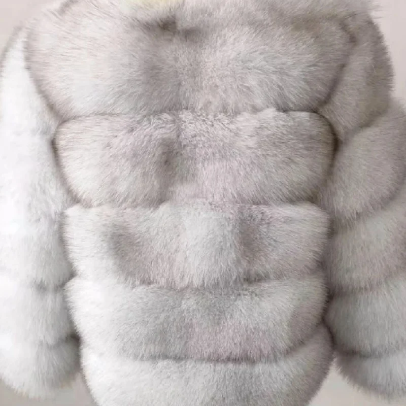 معطف نسائي من الفرو الطبيعي الدافئ مع ياقة للدفء،...