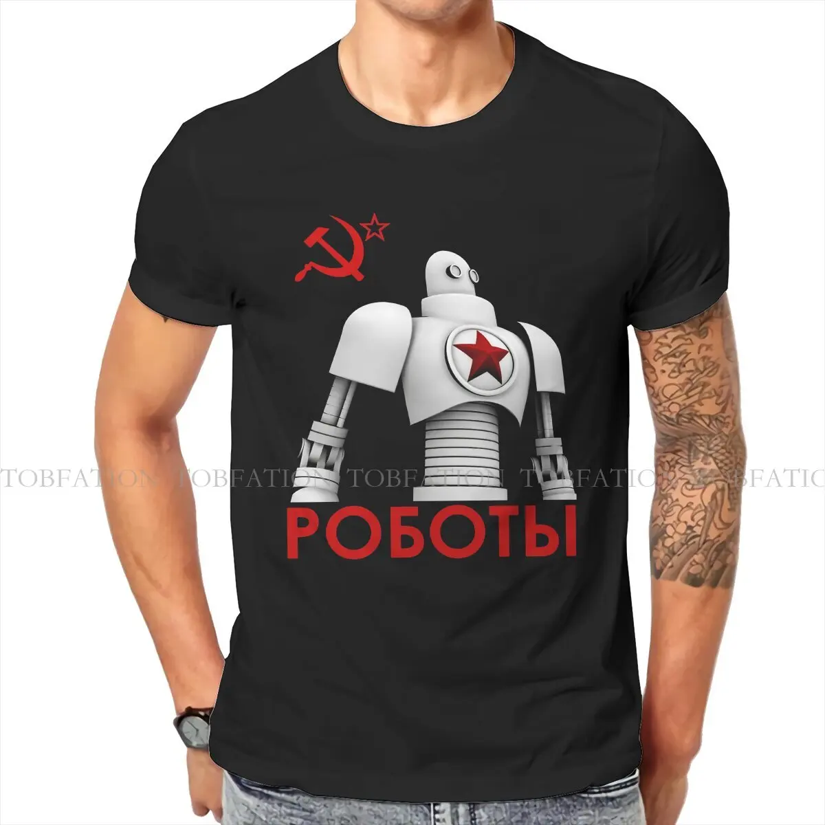 

Футболка мужская креативная со стальным круглым воротником в стиле СССР