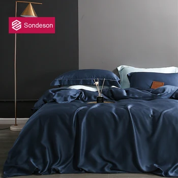Dark Blue Pure Silk Bedding 1