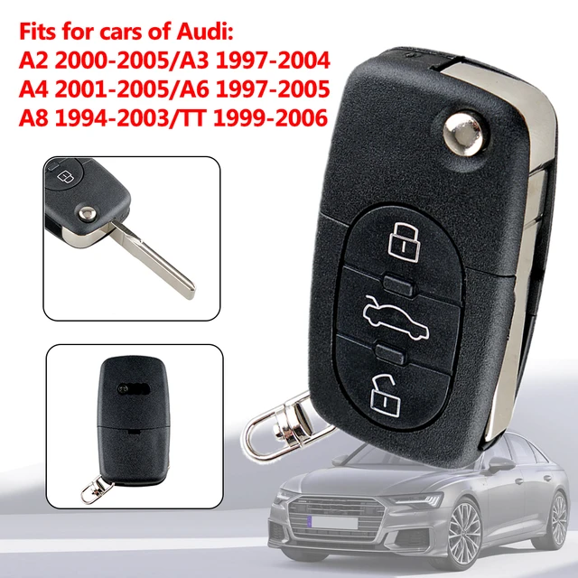 3 tasten Schlüssel Abdeckung Klapp Flip Auto Fernbedienung Schlüssel Shell  Klinge Für Audi A2 A3 A4 A6 A8 TT Fob blank Fall - AliExpress