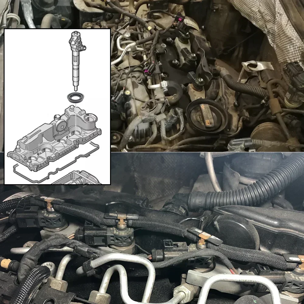 Fuel Diesel Injector Seal Ring Valve Gaskets Holder Parts for Skoda Fabia 5J Kodiaq NS Octavia 1Z Rapid NH Roomster Superb Yeti