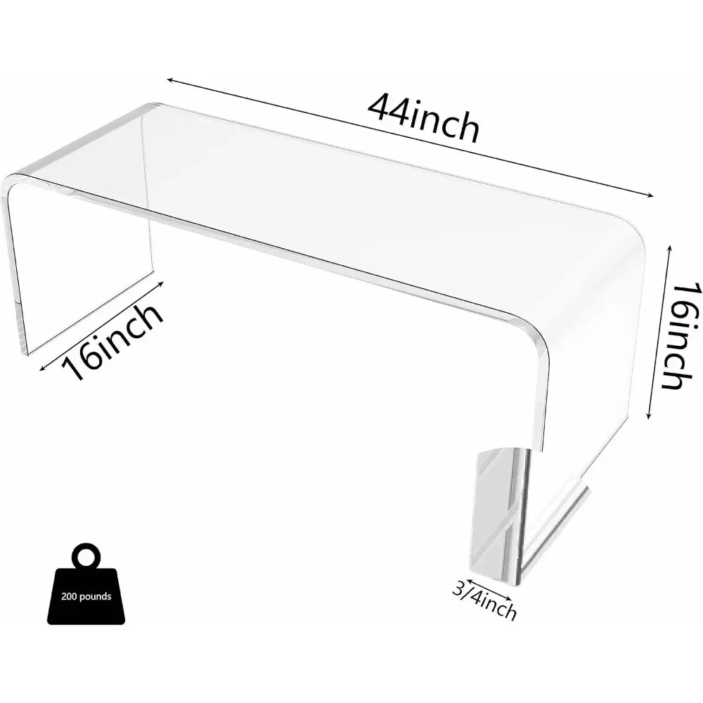 Premium Acrylic Coffee Table, Thick Clear Tea Table, Multipurpose Waterfall Rectangle Lucite Table, Multipurpose Waterfall 3