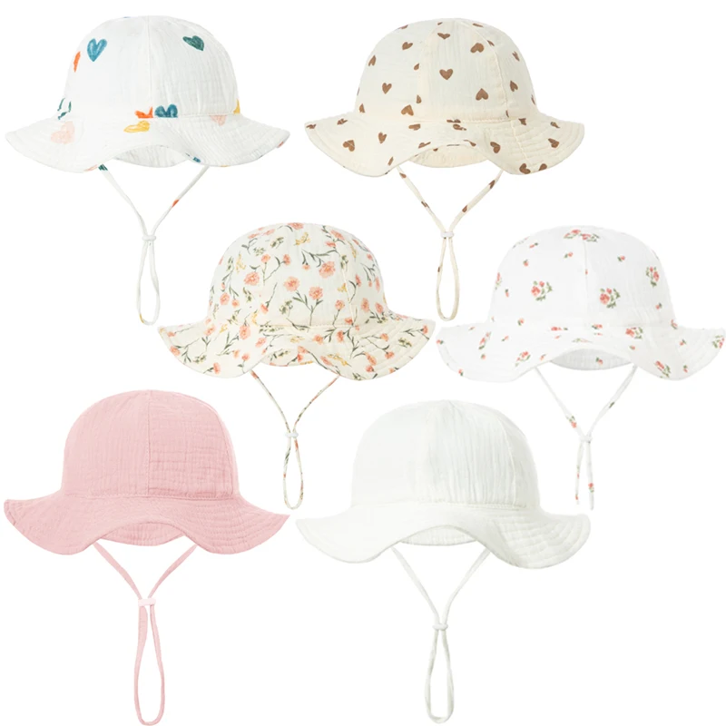 Chapeau en coton unisexe pour bébé, chapeau anderpour enfants, casquettes d'extérieur pour garçons et filles, chapeau de pêche de plage pour enfants, nouveau, imprimé, crème solaire, 3 à 12 mois, E27