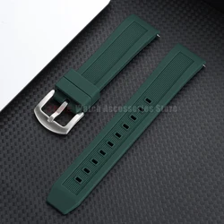 Enhanced Silicone Waterproof Watch Strap - Quick Release Rubber Wristband Belt - With Black Buckle (Green)