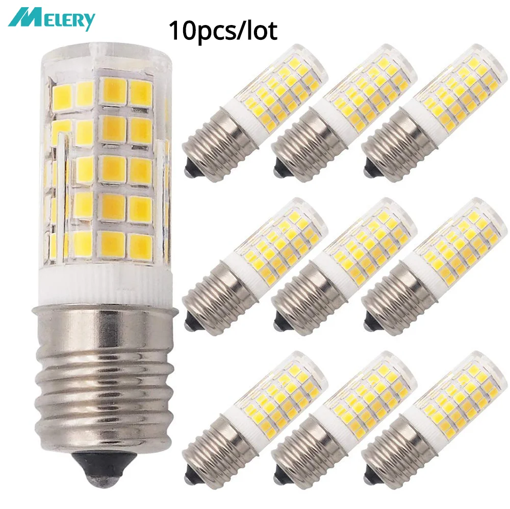 Lampadina A Led Illuminatore E17 Per Microonde 6W Ac 110/220V 2835 Smd Cerami A Incandescenza Equivalente 60W Bianco Caldo/Freddo Confezione Da 10