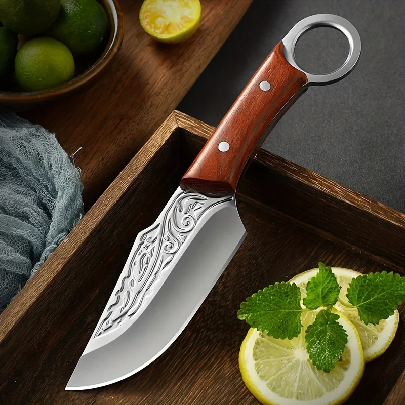 

Portable Camping Kitchen Knife，High -hardness Outdoor Straight Knife with Scabbard，EDC Cutting Knife for Home,BBQ,Hiking