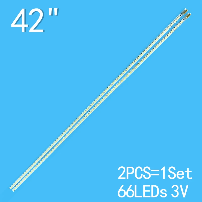 2Pcs 3V 478mm Led Tv Strip Bar for KONKA 42inch 66lamps LED42MS11DC LED42MS592DC OLED42IS95N LED42IS97N LED42C3200N LED42IS95N for konka 32 lcd tv kdl32mt626u led32f1100cf led32f2300ne led32f2300fx 35019055 35019056 35018478 35017946 35017947