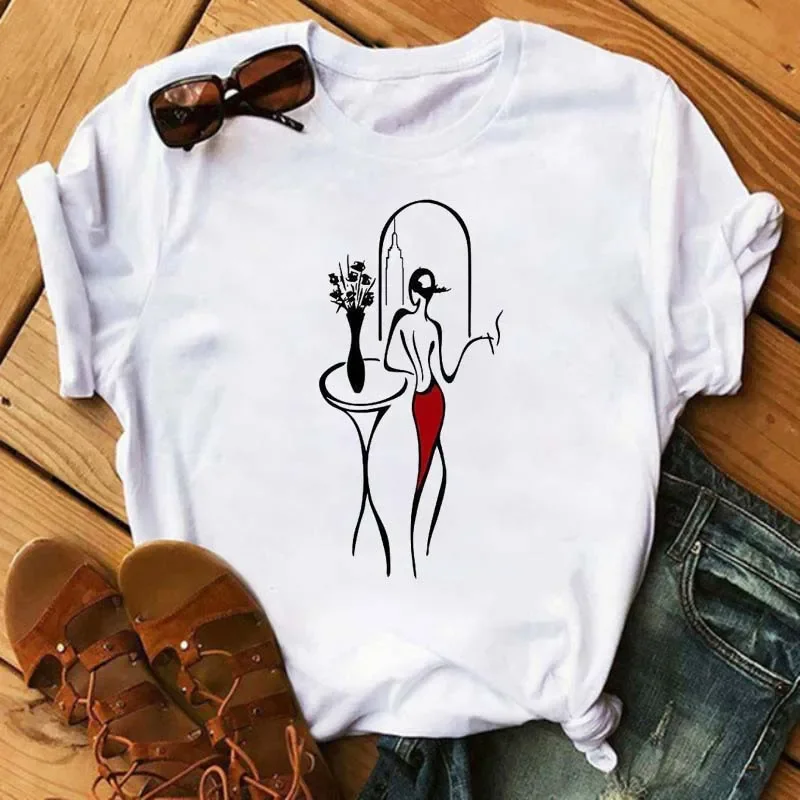 

Fashion Western Ballet Dancer Personality Sister T-shirt Short Sleeve Female Summer Tshirt Casual Elegant Girl Women Clothes