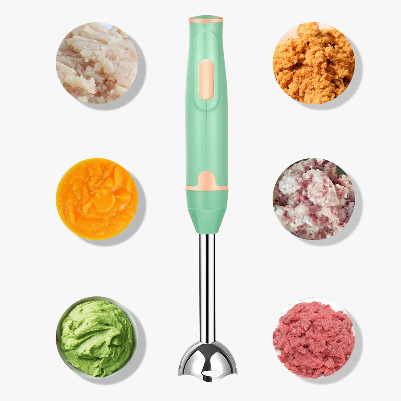 Immersion Hand Stick Blender Electric Food Vegetable Grinder Hand-Held Cooking Complementary Food Machine EU Plug White