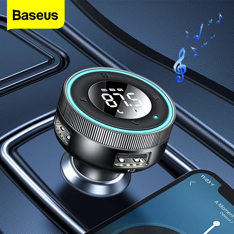 

Baseus FM Transmitter Car Wireless Bluetooth 5.0 FM Aux Radio Modulator USB Fast Charger Auto HandsFree Audio MP3 Player Car Kit