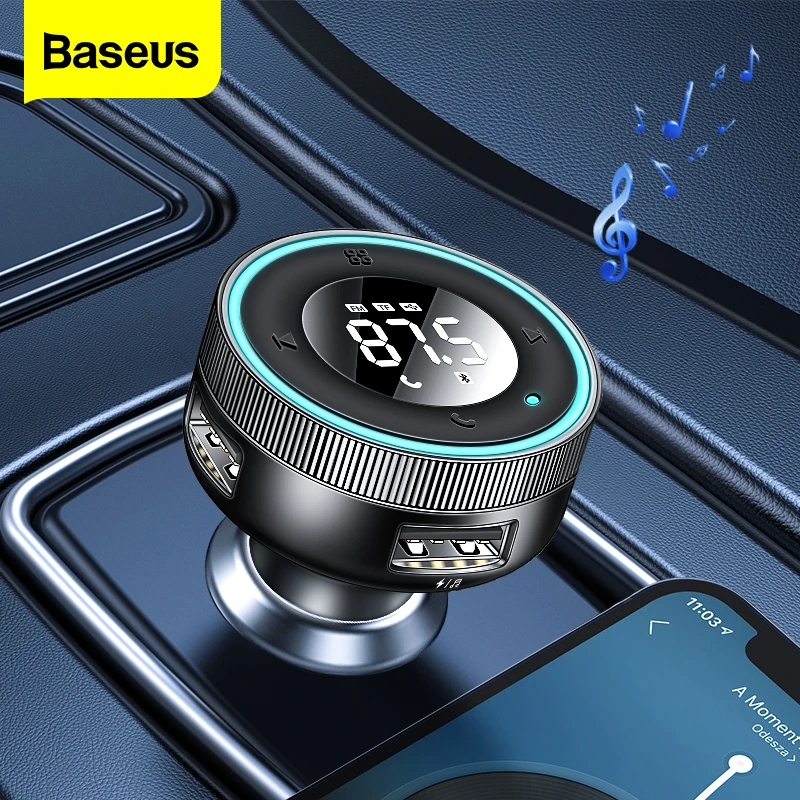 Baseus FM Transmitter Car Wireless Bluetooth 5.0 FM Aux Radio Modulator