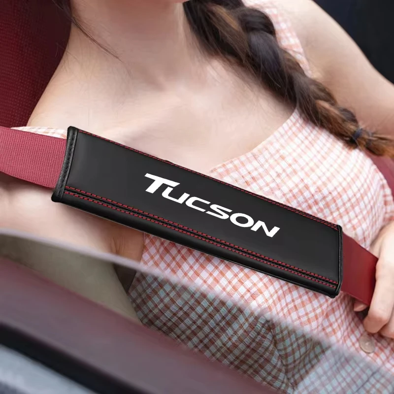 Coussinets De Ceinture De Sécurité - Pour Hyundai Tucson, Kona, I30, Etc. - Confort épaule, Fibre Carbone, Lot De 2